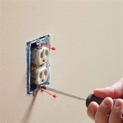 electrical box screw hole broken|outlet box screw holes stripped.